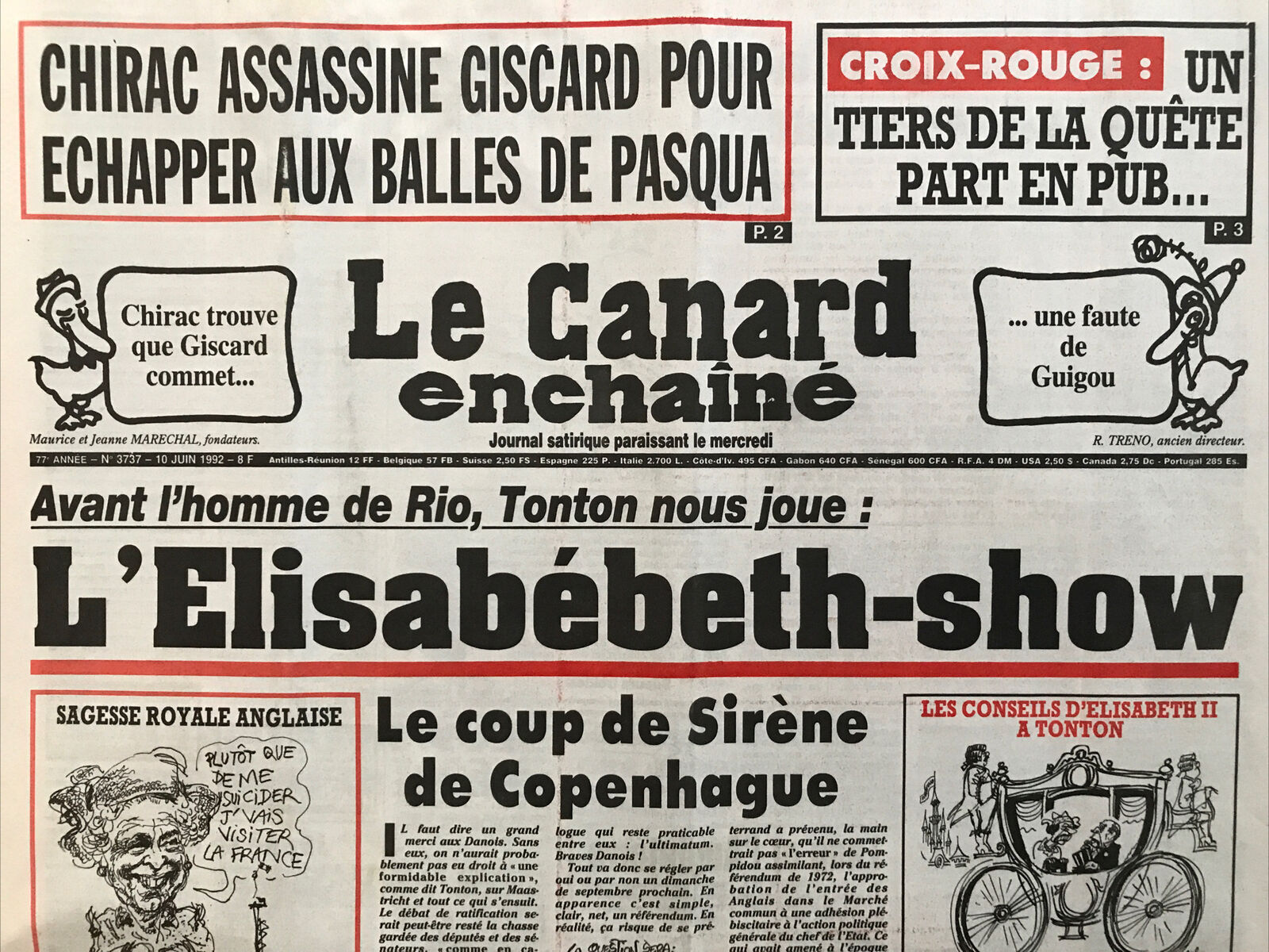 Couac ! | Acheter un Canard | Vente d'Anciens Journaux du Canard Enchaîné. Des Journaux Satiriques de Collection, Historiques & Authentiques de 1916 à 2004 ! | 3737