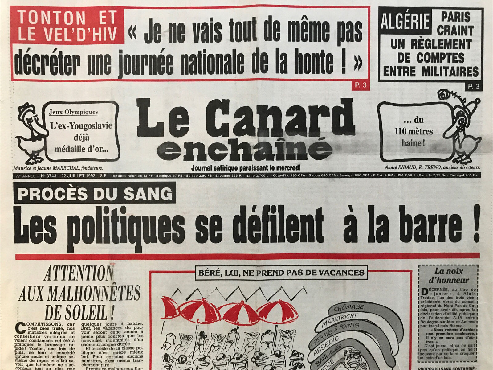 Couac ! | Acheter un Canard | Vente d'Anciens Journaux du Canard Enchaîné. Des Journaux Satiriques de Collection, Historiques & Authentiques de 1916 à 2004 ! | 3743