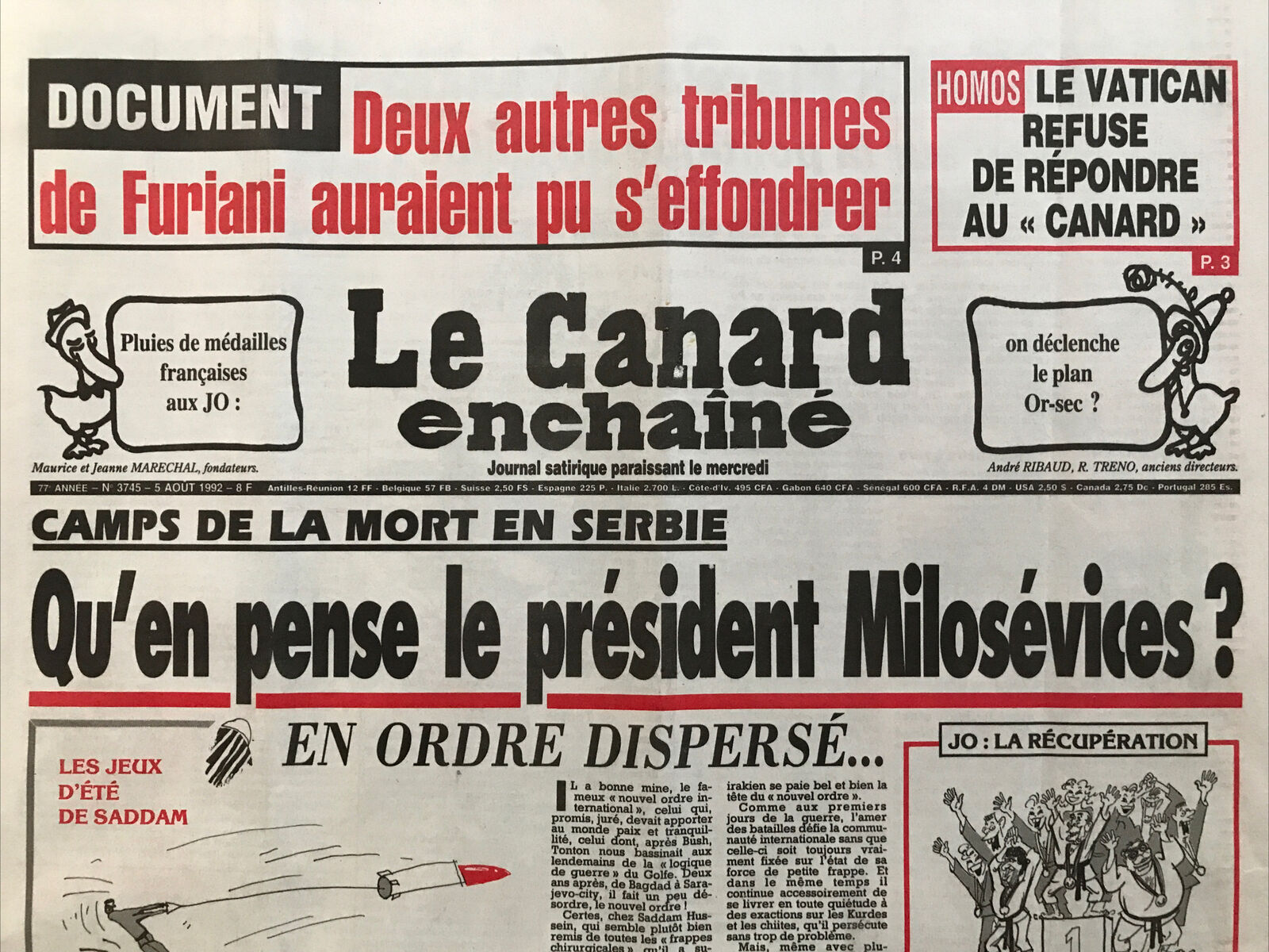 Couac ! | Acheter un Canard | Vente d'Anciens Journaux du Canard Enchaîné. Des Journaux Satiriques de Collection, Historiques & Authentiques de 1916 à 2004 ! | 3745