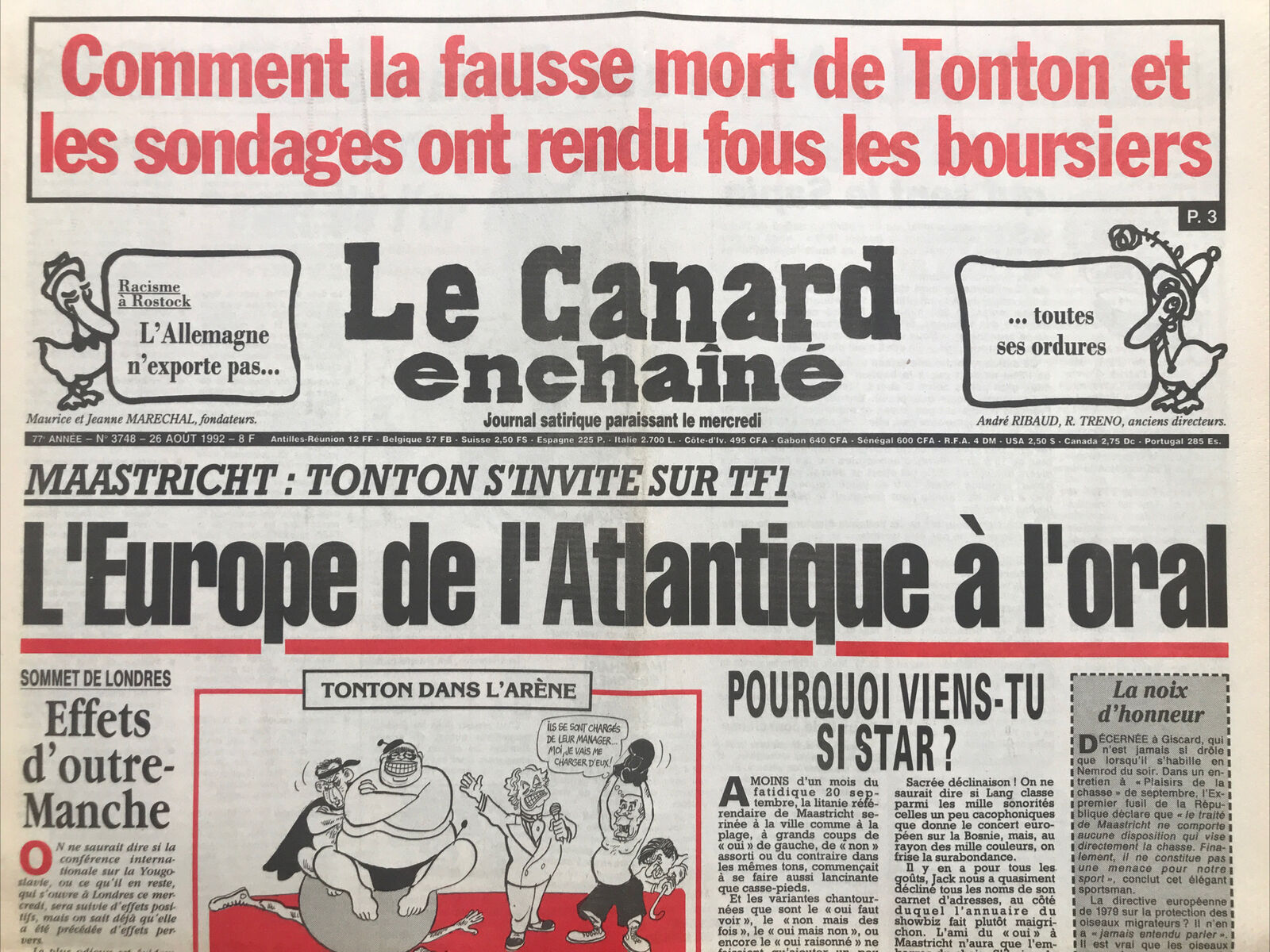 Couac ! | Acheter un Canard | Vente d'Anciens Journaux du Canard Enchaîné. Des Journaux Satiriques de Collection, Historiques & Authentiques de 1916 à 2004 ! | 3748