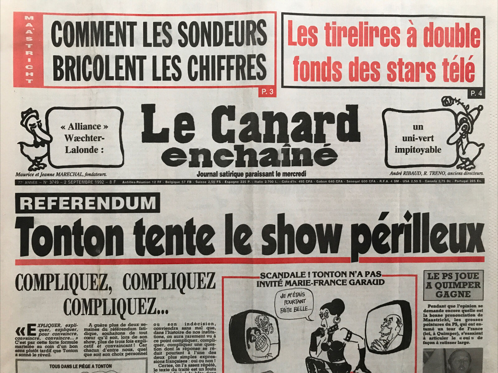 Couac ! | Acheter un Canard | Vente d'Anciens Journaux du Canard Enchaîné. Des Journaux Satiriques de Collection, Historiques & Authentiques de 1916 à 2004 ! | 3749