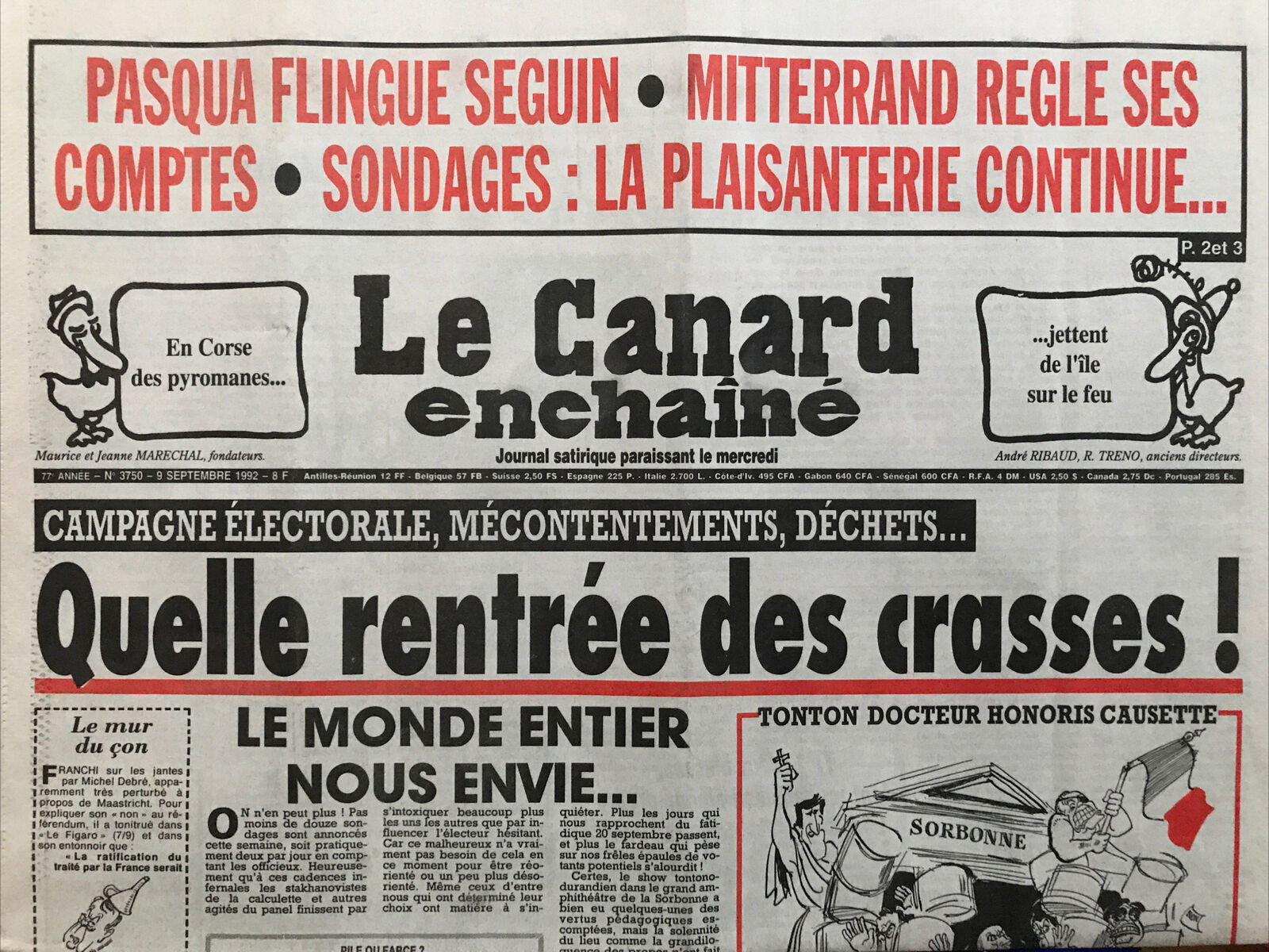 Couac ! | Acheter un Canard | Vente d'Anciens Journaux du Canard Enchaîné. Des Journaux Satiriques de Collection, Historiques & Authentiques de 1916 à 2004 ! | 3750