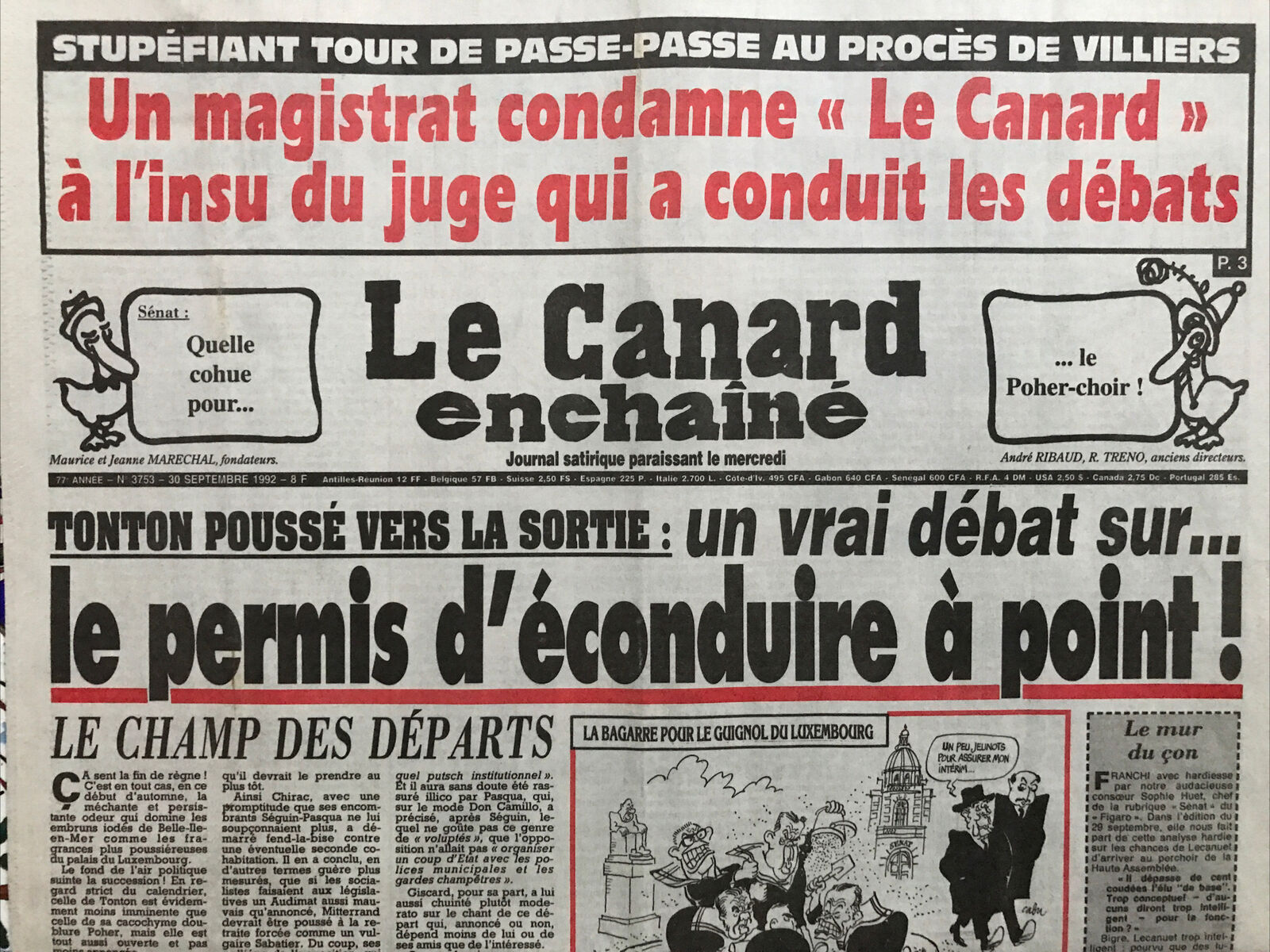 Couac ! | Acheter un Canard | Vente d'Anciens Journaux du Canard Enchaîné. Des Journaux Satiriques de Collection, Historiques & Authentiques de 1916 à 2004 ! | 3753