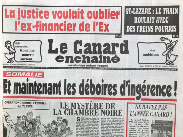 Couac ! | N° 3764 du Canard Enchaîné - 16 Décembre 1992 | Nos Exemplaires du Canard Enchaîné sont archivés dans de bonnes conditions de conservation (obscurité, hygrométrie maitrisée et faible température), ce qui s'avère indispensable pour des journaux anciens. | 3764