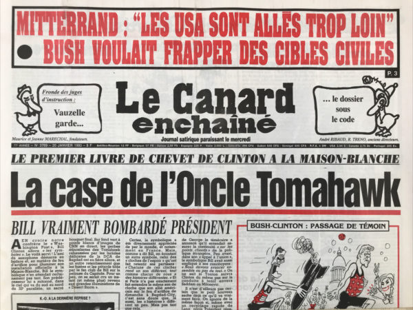 Couac ! | N° 3769 du Canard Enchaîné - 20 Janvier 1993 | Nos Exemplaires du Canard Enchaîné sont archivés dans de bonnes conditions de conservation (obscurité, hygrométrie maitrisée et faible température), ce qui s'avère indispensable pour des journaux anciens. | 3769