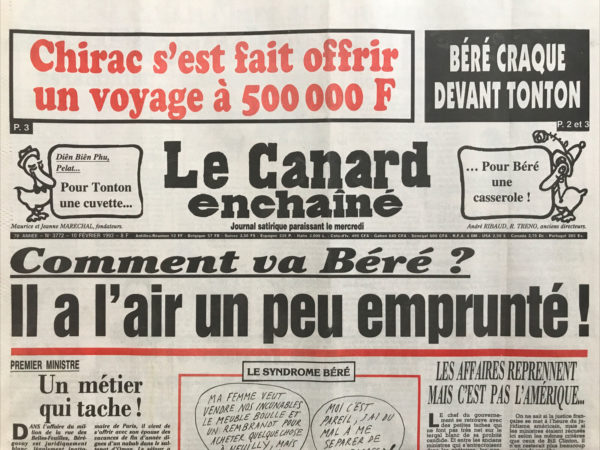 Couac ! | N° 3772 du Canard Enchaîné - 10 Février 1993 | Nos Exemplaires du Canard Enchaîné sont archivés dans de bonnes conditions de conservation (obscurité, hygrométrie maitrisée et faible température), ce qui s'avère indispensable pour des journaux anciens. | 3772