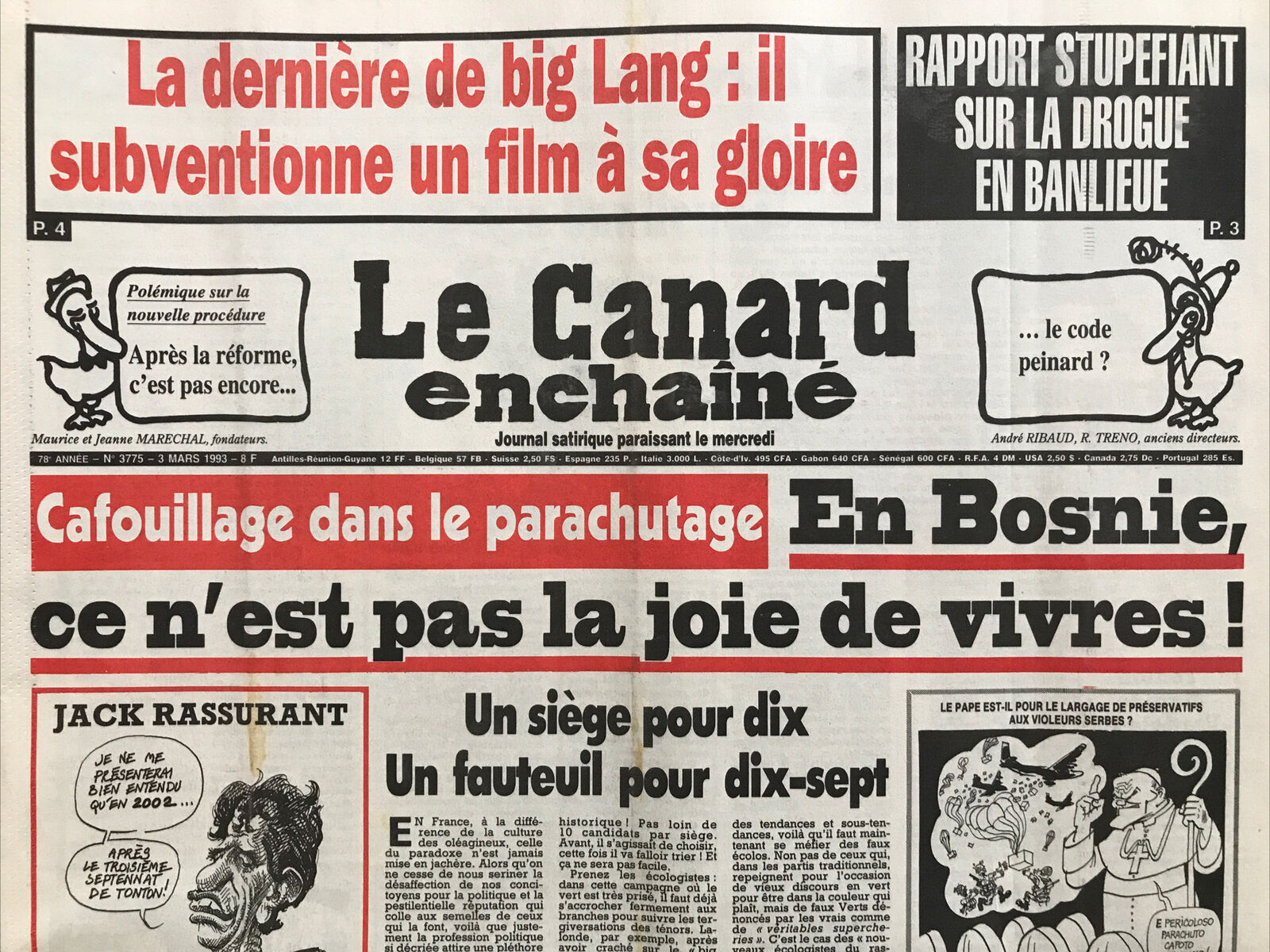 Couac ! | Acheter un Canard | Vente d'Anciens Journaux du Canard Enchaîné. Des Journaux Satiriques de Collection, Historiques & Authentiques de 1916 à 2004 ! | 3775