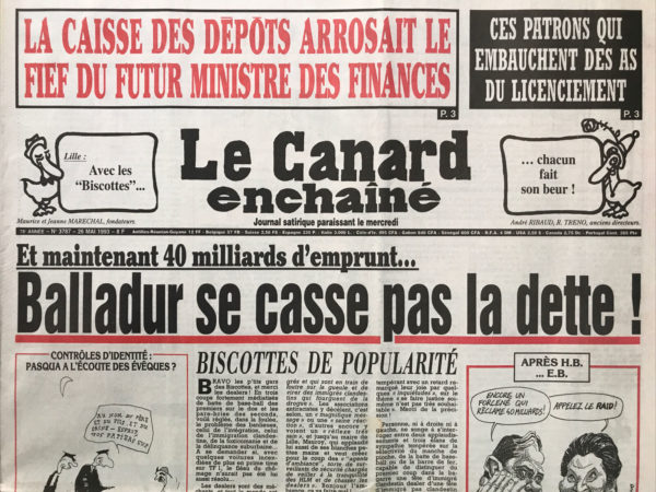 Couac ! | N° 3787 du Canard Enchaîné - 26 Mai 1993 | Nos Exemplaires du Canard Enchaîné sont archivés dans de bonnes conditions de conservation (obscurité, hygrométrie maitrisée et faible température), ce qui s'avère indispensable pour des journaux anciens. | 3787