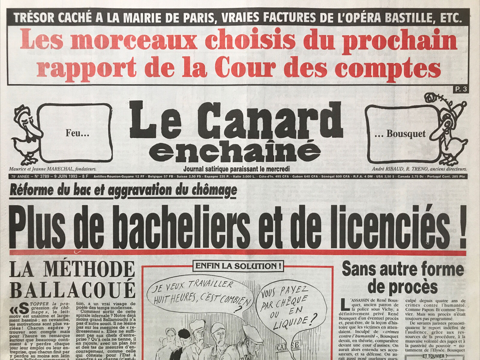 Couac ! | Acheter un Canard | Vente d'Anciens Journaux du Canard Enchaîné. Des Journaux Satiriques de Collection, Historiques & Authentiques de 1916 à 2004 ! | 3789