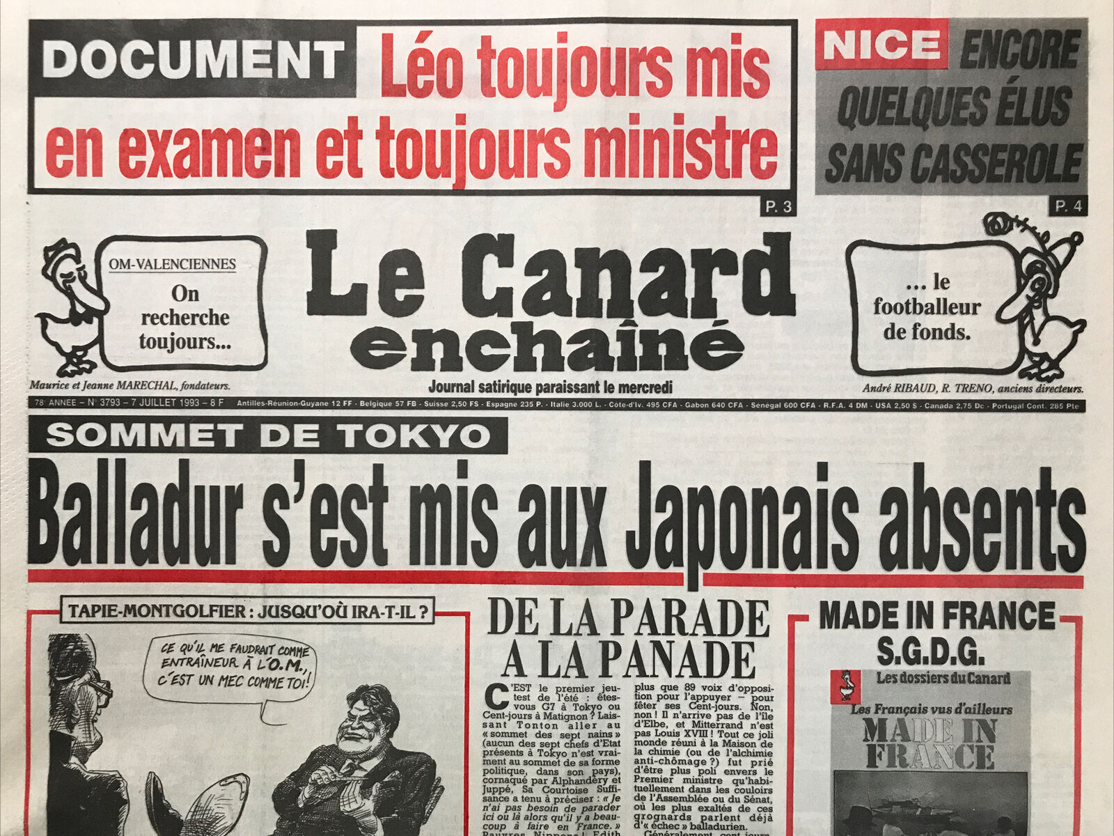 Couac ! | Acheter un Canard | Vente d'Anciens Journaux du Canard Enchaîné. Des Journaux Satiriques de Collection, Historiques & Authentiques de 1916 à 2004 ! | 3793