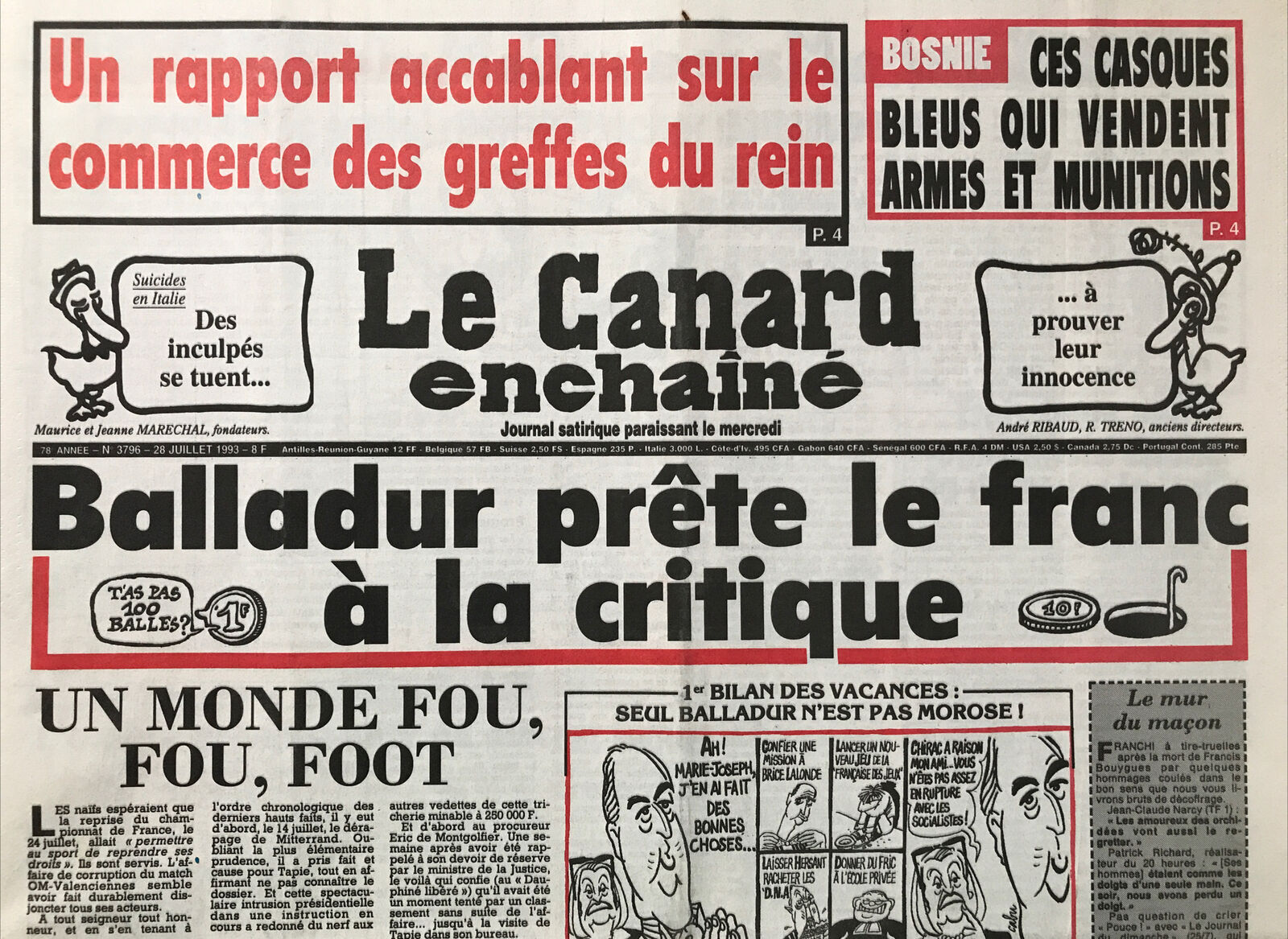 Couac ! | Acheter un Canard | Vente d'Anciens Journaux du Canard Enchaîné. Des Journaux Satiriques de Collection, Historiques & Authentiques de 1916 à 2004 ! | 3796