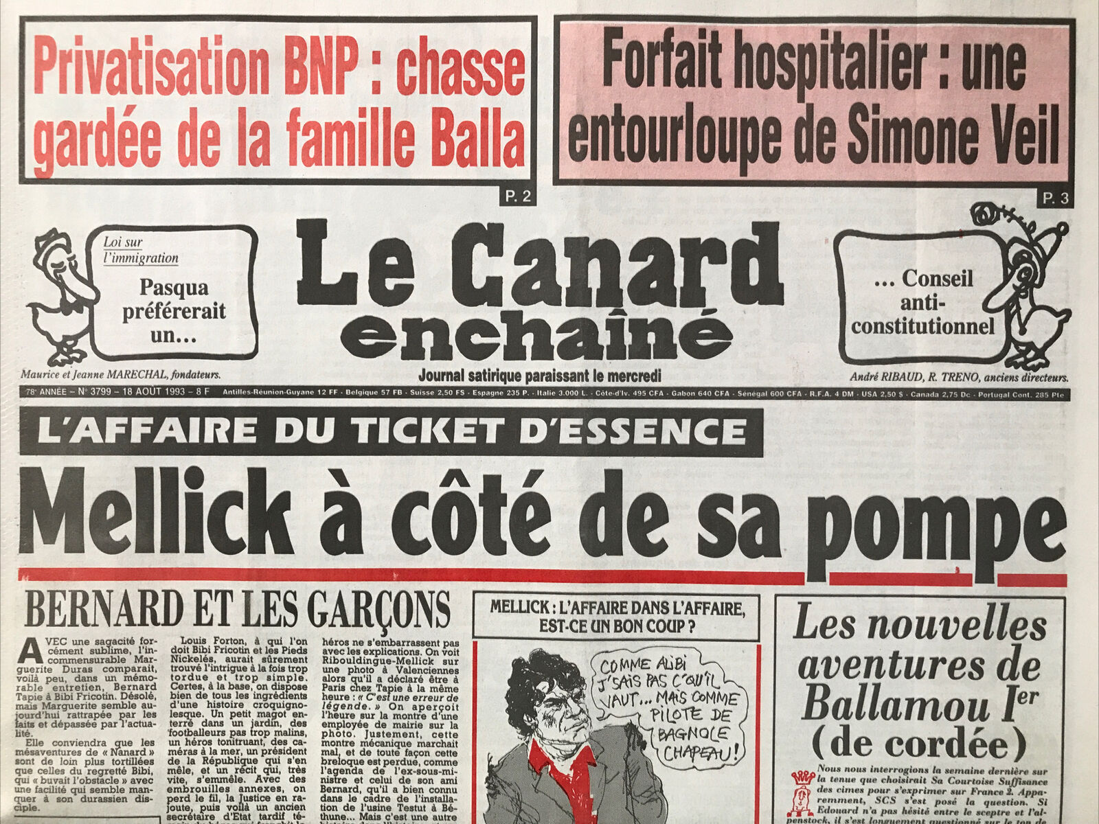 Couac ! | Acheter un Canard | Vente d'Anciens Journaux du Canard Enchaîné. Des Journaux Satiriques de Collection, Historiques & Authentiques de 1916 à 2004 ! | 3799