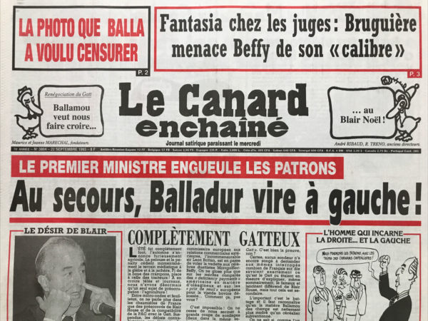 Couac ! | N° 3804 du Canard Enchaîné - 22 Septembre 1993 | Nos Exemplaires du Canard Enchaîné sont archivés dans de bonnes conditions de conservation (obscurité, hygrométrie maitrisée et faible température), ce qui s'avère indispensable pour des journaux anciens. | 3804