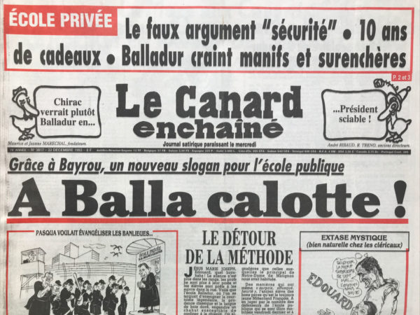 Couac ! | N° 3817 du Canard Enchaîné - 22 Décembre 1993 | Nos Exemplaires du Canard Enchaîné sont archivés dans de bonnes conditions de conservation (obscurité, hygrométrie maitrisée et faible température), ce qui s'avère indispensable pour des journaux anciens. | 3817