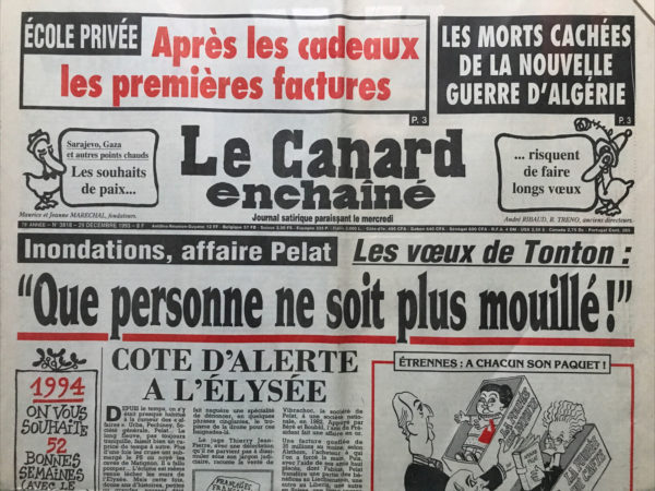 Couac ! | N° 3818 du Canard Enchaîné - 29 Décembre 1993 | Nos Exemplaires du Canard Enchaîné sont archivés dans de bonnes conditions de conservation (obscurité, hygrométrie maitrisée et faible température), ce qui s'avère indispensable pour des journaux anciens. | 3818