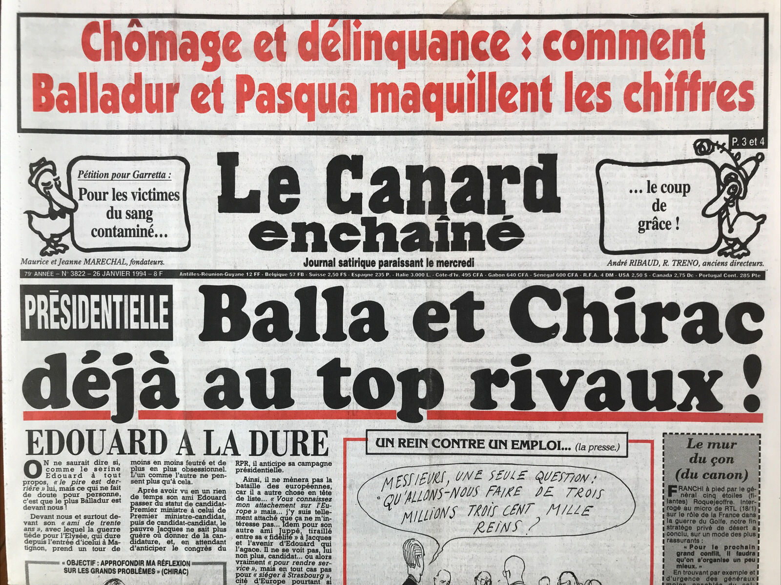 Couac ! | Acheter un Canard | Vente d'Anciens Journaux du Canard Enchaîné. Des Journaux Satiriques de Collection, Historiques & Authentiques de 1916 à 2004 ! | 3822