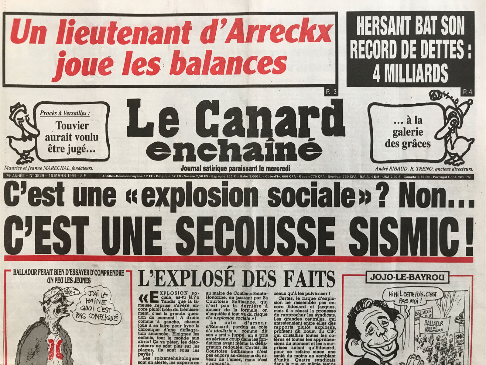 Couac ! | Acheter un Canard | Vente d'Anciens Journaux du Canard Enchaîné. Des Journaux Satiriques de Collection, Historiques & Authentiques de 1916 à 2004 ! | 3829