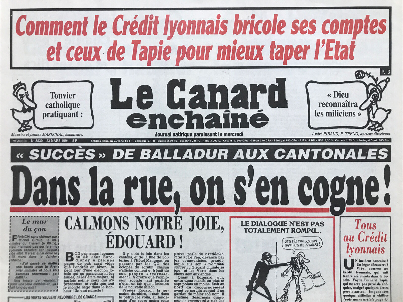 Couac ! | Acheter un Canard | Vente d'Anciens Journaux du Canard Enchaîné. Des Journaux Satiriques de Collection, Historiques & Authentiques de 1916 à 2004 ! | 3830