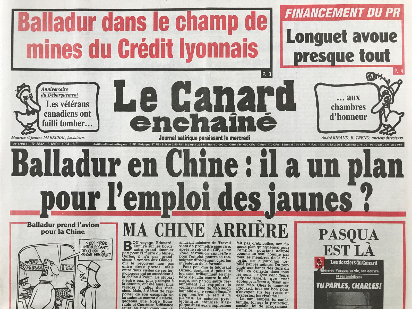 Couac ! | Acheter un Canard | Vente d'Anciens Journaux du Canard Enchaîné. Des Journaux Satiriques de Collection, Historiques & Authentiques de 1916 à 2004 ! | 3832