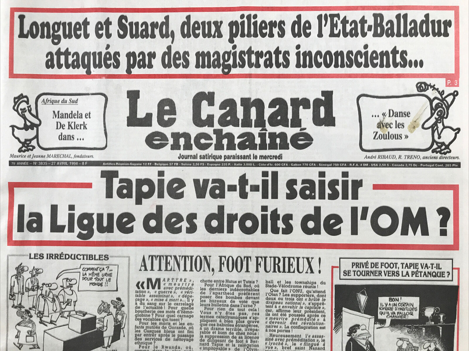 Couac ! | Acheter un Canard | Vente d'Anciens Journaux du Canard Enchaîné. Des Journaux Satiriques de Collection, Historiques & Authentiques de 1916 à 2004 ! | 3835