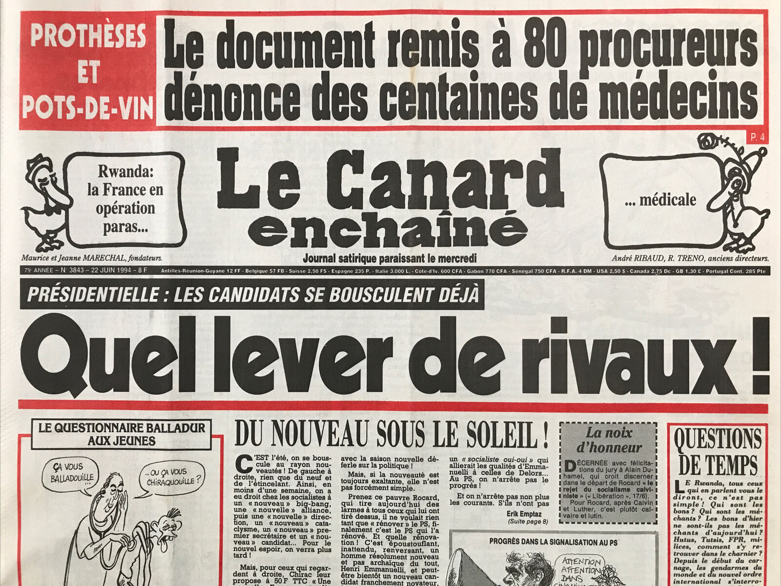 Couac ! | Acheter un Canard | Vente d'Anciens Journaux du Canard Enchaîné. Des Journaux Satiriques de Collection, Historiques & Authentiques de 1916 à 2004 ! | 3843