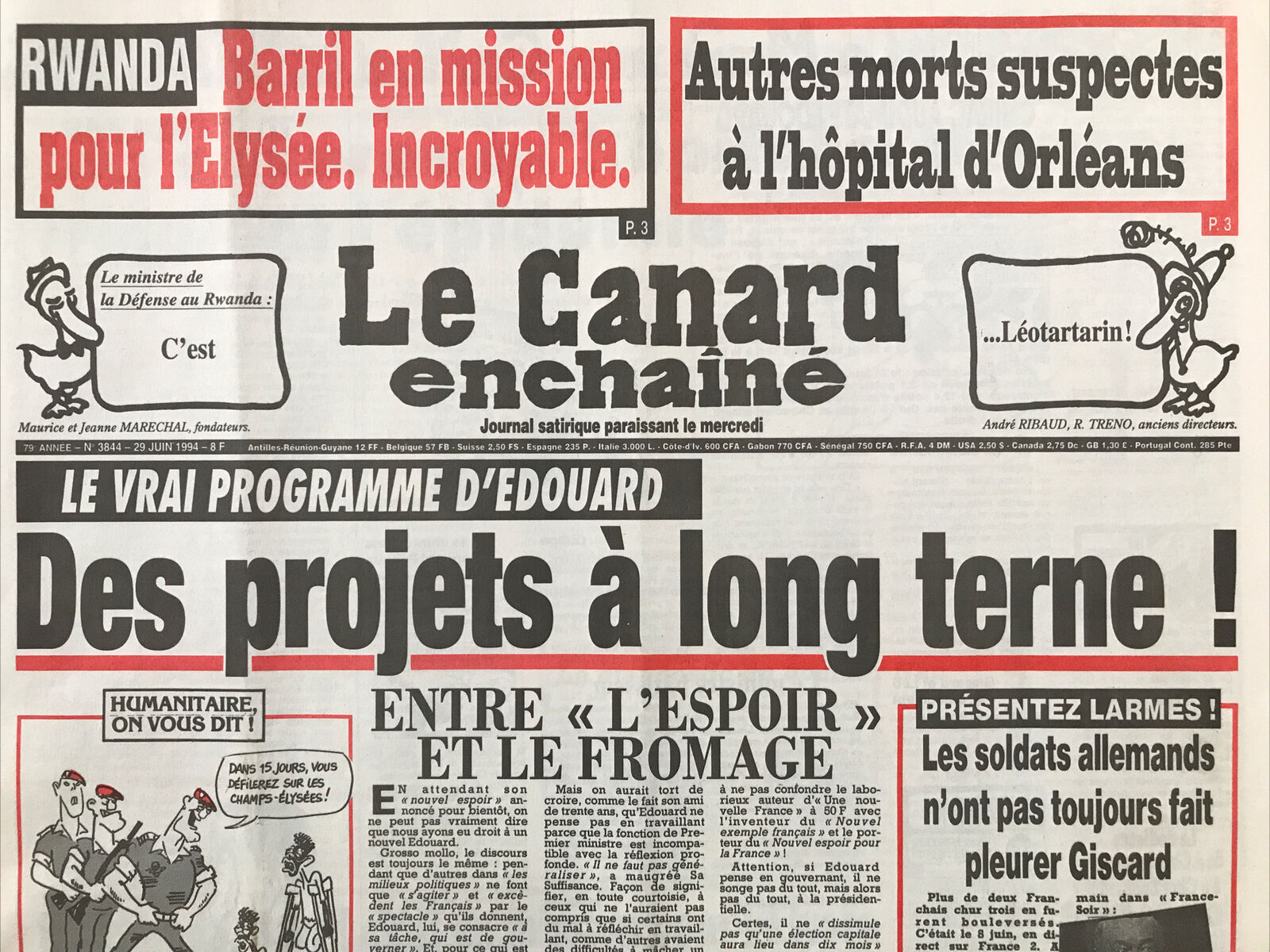 Couac ! | Acheter un Canard | Vente d'Anciens Journaux du Canard Enchaîné. Des Journaux Satiriques de Collection, Historiques & Authentiques de 1916 à 2004 ! | 3844