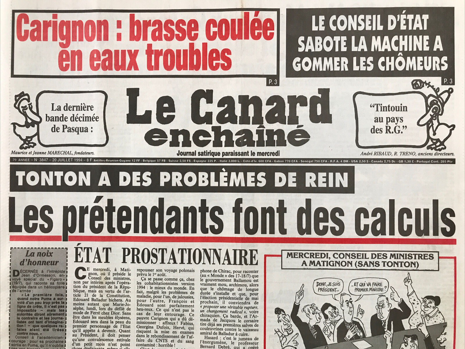 Couac ! | Acheter un Canard | Vente d'Anciens Journaux du Canard Enchaîné. Des Journaux Satiriques de Collection, Historiques & Authentiques de 1916 à 2004 ! | 3847