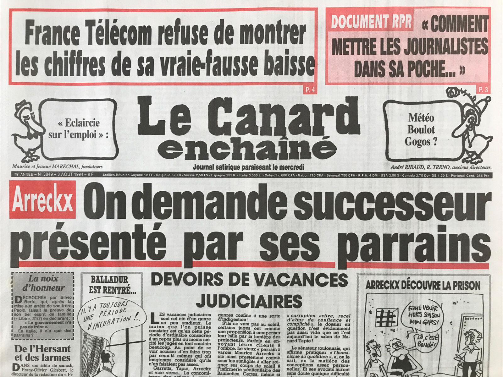 Couac ! | Acheter un Canard | Vente d'Anciens Journaux du Canard Enchaîné. Des Journaux Satiriques de Collection, Historiques & Authentiques de 1916 à 2004 ! | 3849