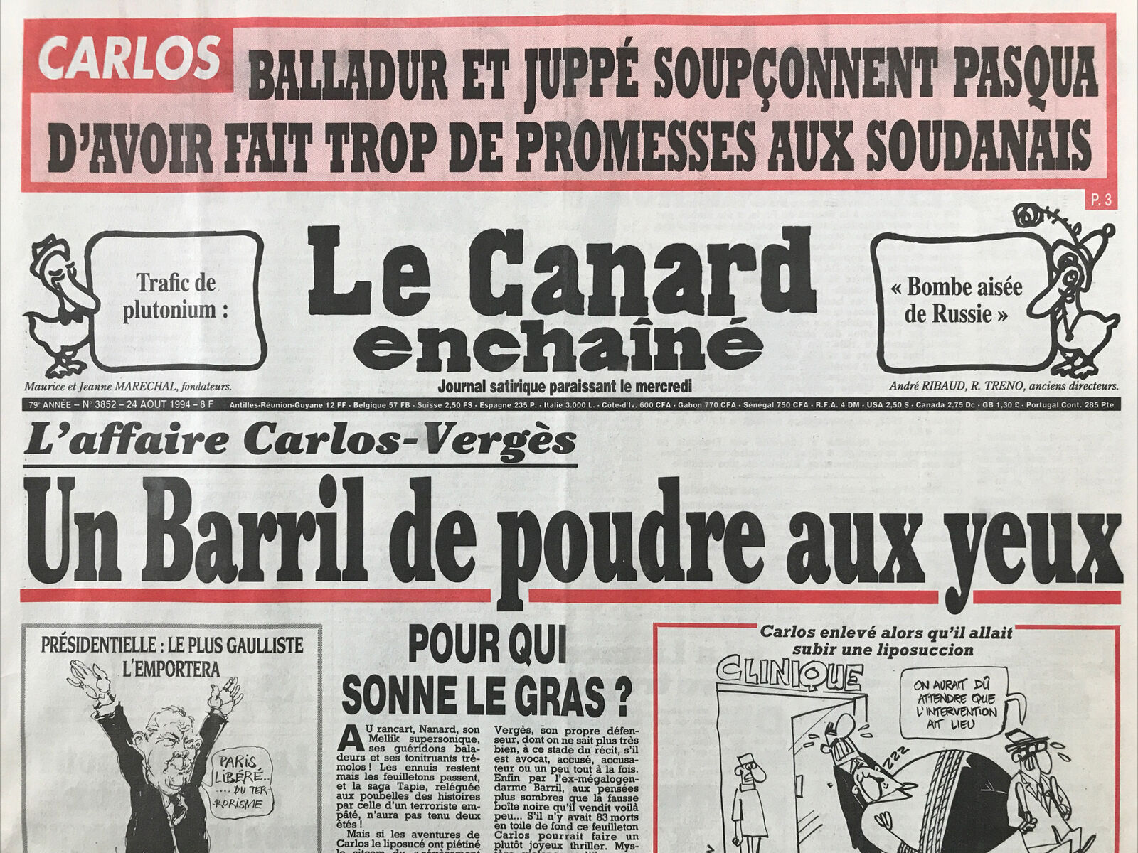 Couac ! | Acheter un Canard | Vente d'Anciens Journaux du Canard Enchaîné. Des Journaux Satiriques de Collection, Historiques & Authentiques de 1916 à 2004 ! | 3852