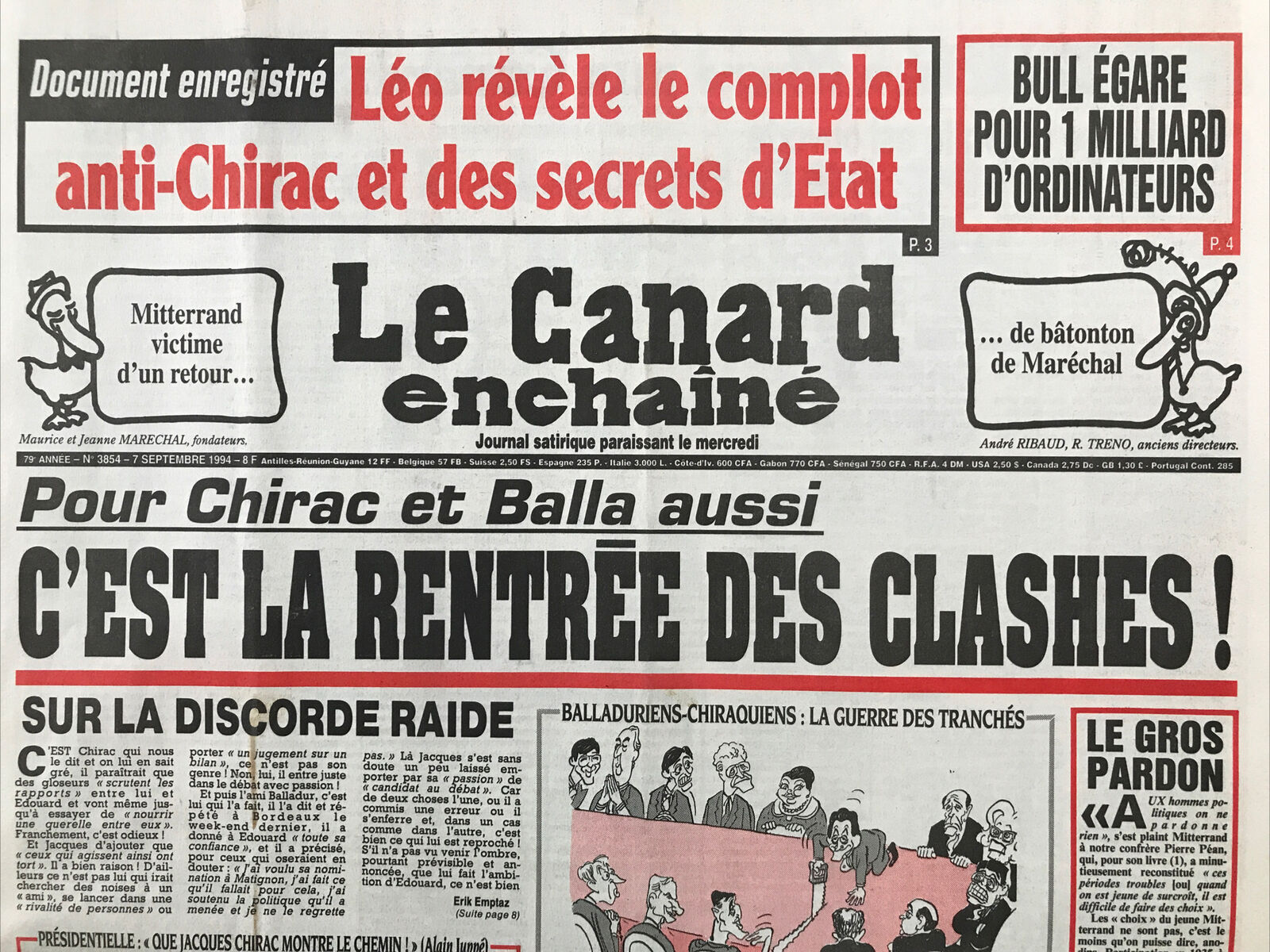 Couac ! | Acheter un Canard | Vente d'Anciens Journaux du Canard Enchaîné. Des Journaux Satiriques de Collection, Historiques & Authentiques de 1916 à 2004 ! | 3854