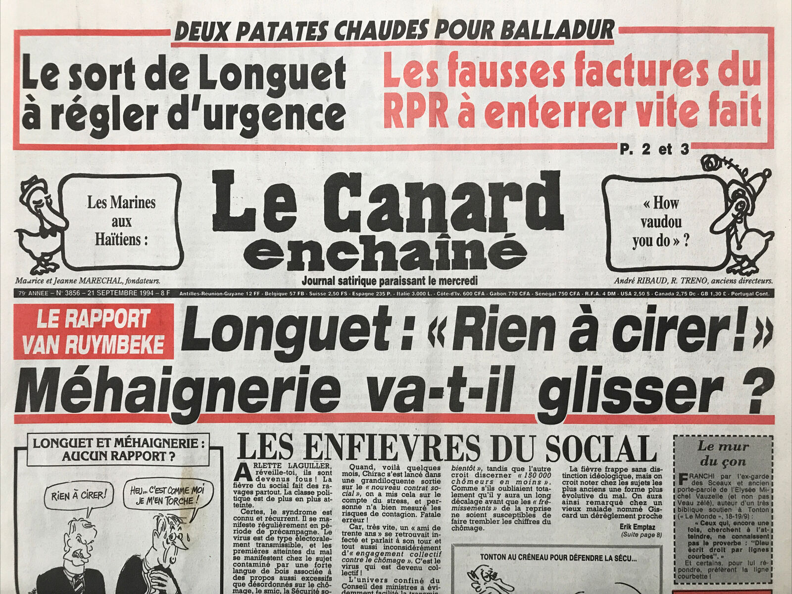 Couac ! | Acheter un Canard | Vente d'Anciens Journaux du Canard Enchaîné. Des Journaux Satiriques de Collection, Historiques & Authentiques de 1916 à 2004 ! | 3856