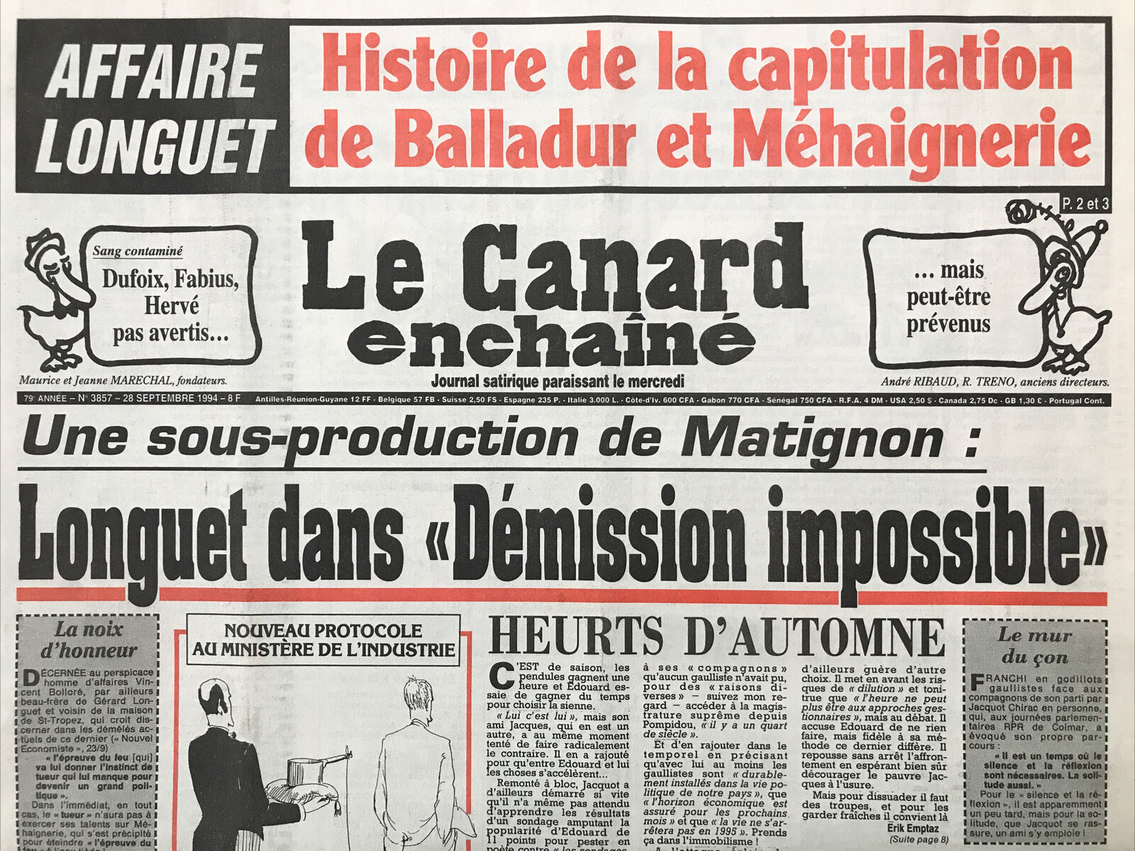 Couac ! | Acheter un Canard | Vente d'Anciens Journaux du Canard Enchaîné. Des Journaux Satiriques de Collection, Historiques & Authentiques de 1916 à 2004 ! | 3857