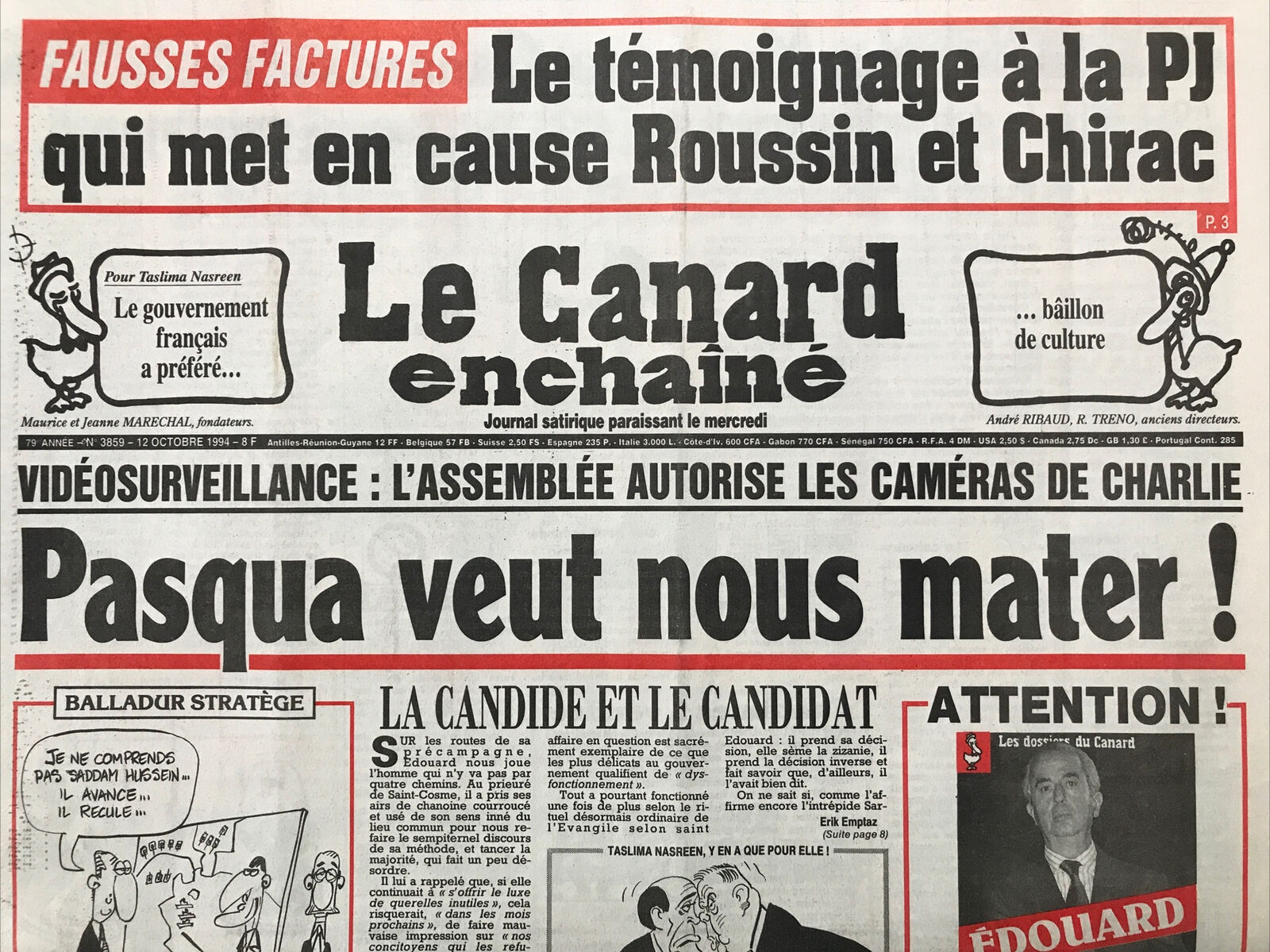 Couac ! | Acheter un Canard | Vente d'Anciens Journaux du Canard Enchaîné. Des Journaux Satiriques de Collection, Historiques & Authentiques de 1916 à 2004 ! | 3859