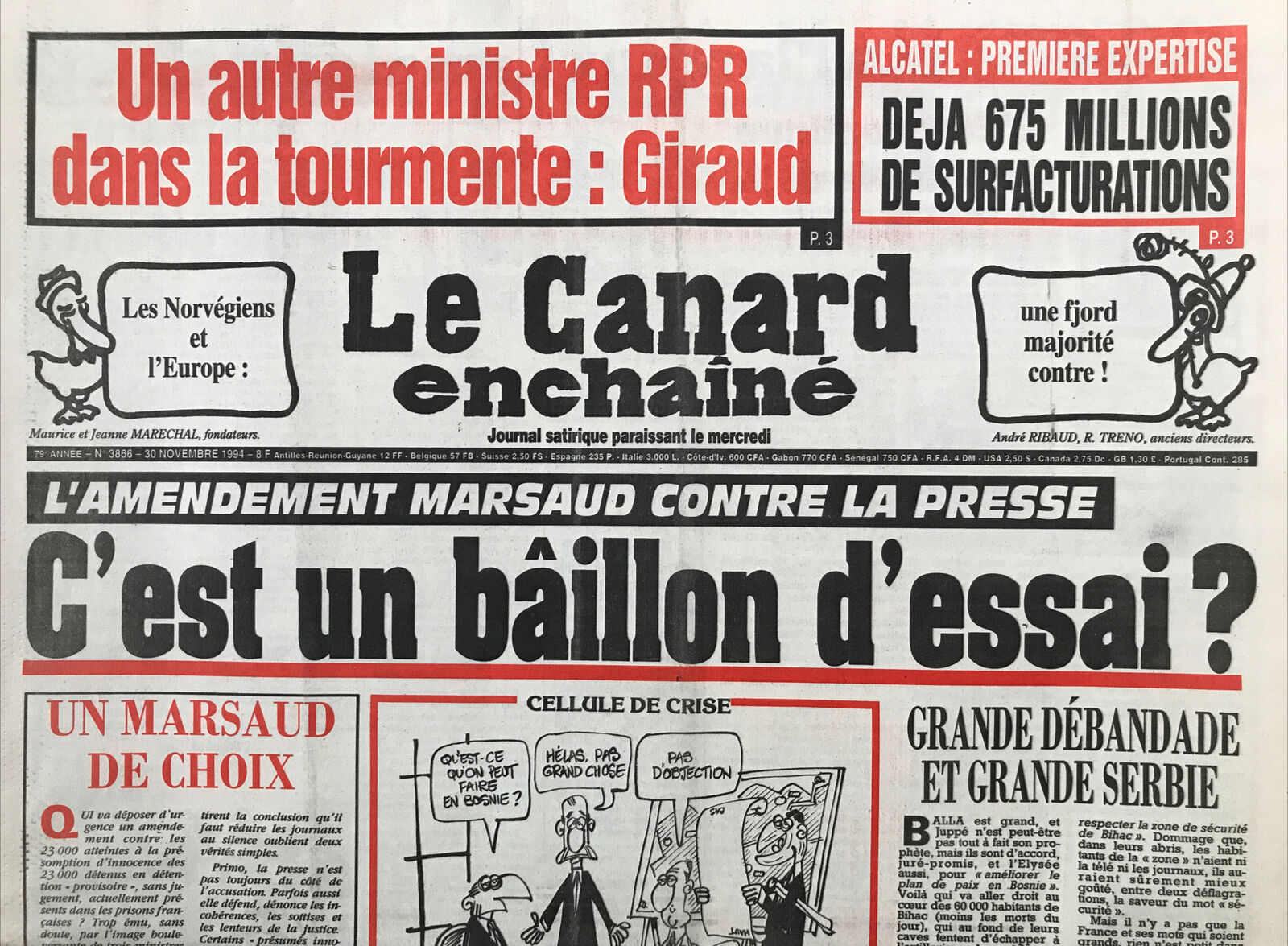 Couac ! | Acheter un Canard | Vente d'Anciens Journaux du Canard Enchaîné. Des Journaux Satiriques de Collection, Historiques & Authentiques de 1916 à 2004 ! | 3866