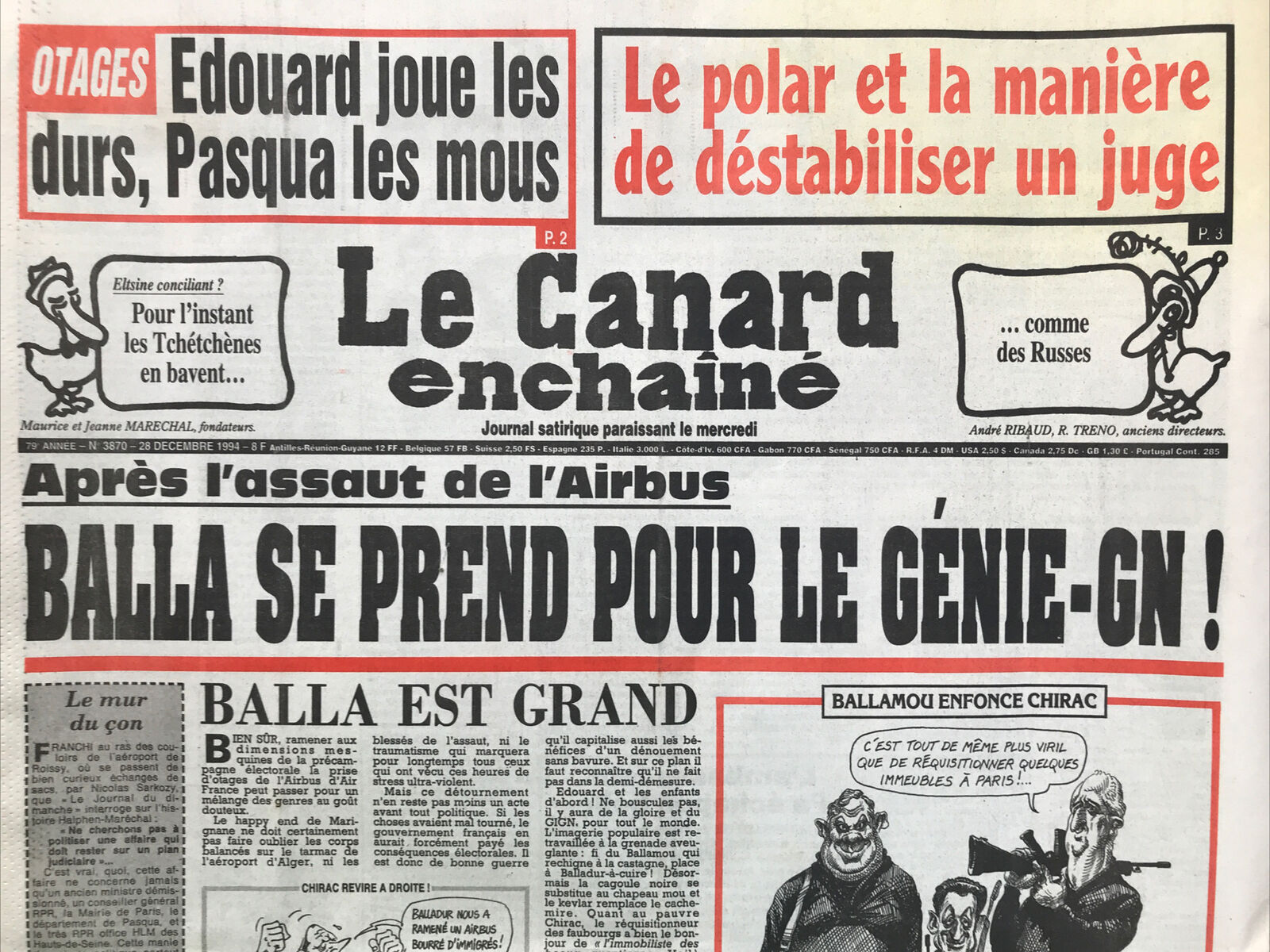 Couac ! | Acheter un Canard | Vente d'Anciens Journaux du Canard Enchaîné. Des Journaux Satiriques de Collection, Historiques & Authentiques de 1916 à 2004 ! | 3870