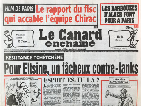 Couac ! | N° 3871 du Canard Enchaîné - 4 Janvier 1995 | Nos Exemplaires du Canard Enchaîné sont archivés dans de bonnes conditions de conservation (obscurité, hygrométrie maitrisée et faible température), ce qui s'avère indispensable pour des journaux anciens. | 3871