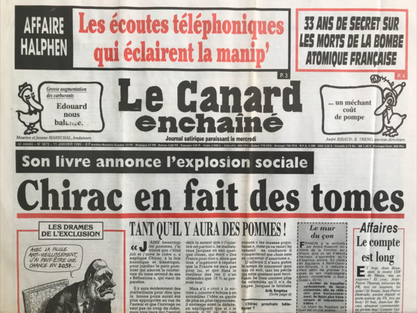 Couac ! | N° 3872 du Canard Enchaîné - 11 Janvier 1995 | Nos Exemplaires du Canard Enchaîné sont archivés dans de bonnes conditions de conservation (obscurité, hygrométrie maitrisée et faible température), ce qui s'avère indispensable pour des journaux anciens. | 3872