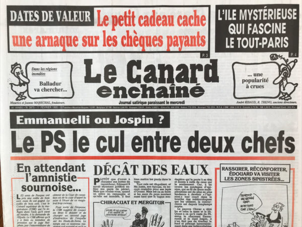 Couac ! | N° 3875 du Canard Enchaîné - 1 Février 1995 | Nos Exemplaires du Canard Enchaîné sont archivés dans de bonnes conditions de conservation (obscurité, hygrométrie maitrisée et faible température), ce qui s'avère indispensable pour des journaux anciens. | 3875