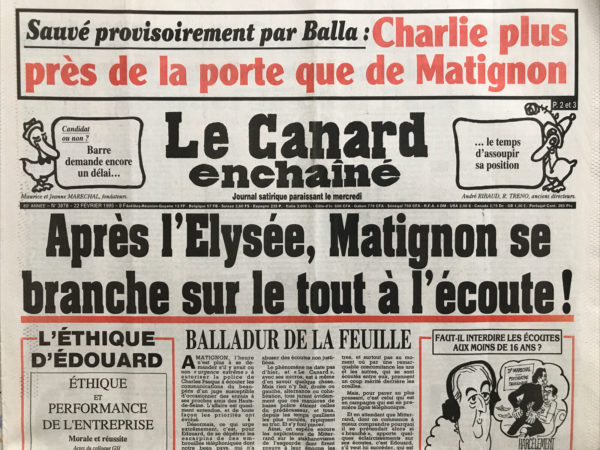 Couac ! | N° 3878 du Canard Enchaîné - 22 Février 1995 | Nos Exemplaires du Canard Enchaîné sont archivés dans de bonnes conditions de conservation (obscurité, hygrométrie maitrisée et faible température), ce qui s'avère indispensable pour des journaux anciens. | 3878