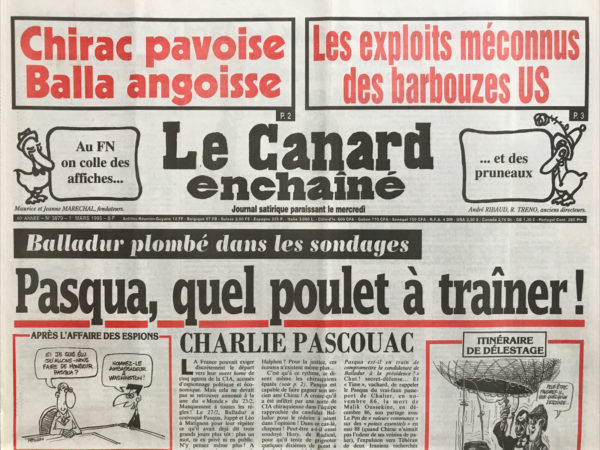 Couac ! | N° 3879 du Canard Enchaîné - 1 Mars 1995 | Nos Exemplaires du Canard Enchaîné sont archivés dans de bonnes conditions de conservation (obscurité, hygrométrie maitrisée et faible température), ce qui s'avère indispensable pour des journaux anciens. | 3879