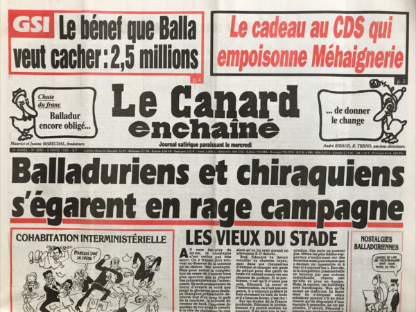 Couac ! | N° 3880 du Canard Enchaîné - 8 Mars 1995 | Nos Exemplaires du Canard Enchaîné sont archivés dans de bonnes conditions de conservation (obscurité, hygrométrie maitrisée et faible température), ce qui s'avère indispensable pour des journaux anciens. | 3880