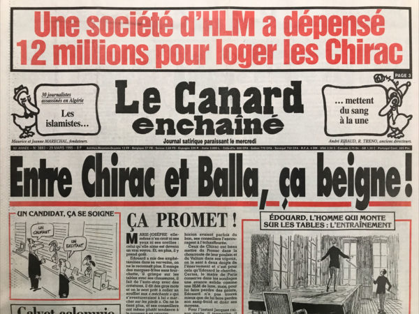 Couac ! | N° 3883 du Canard Enchaîné - 29 Mars 1995 | Nos Exemplaires du Canard Enchaîné sont archivés dans de bonnes conditions de conservation (obscurité, hygrométrie maitrisée et faible température), ce qui s'avère indispensable pour des journaux anciens. | 3883