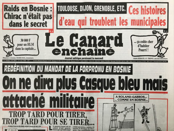 Couac ! | N° 3892 du Canard Enchaîné - 31 Mai 1995 | Nos Exemplaires du Canard Enchaîné sont archivés dans de bonnes conditions de conservation (obscurité, hygrométrie maitrisée et faible température), ce qui s'avère indispensable pour des journaux anciens. | 3892