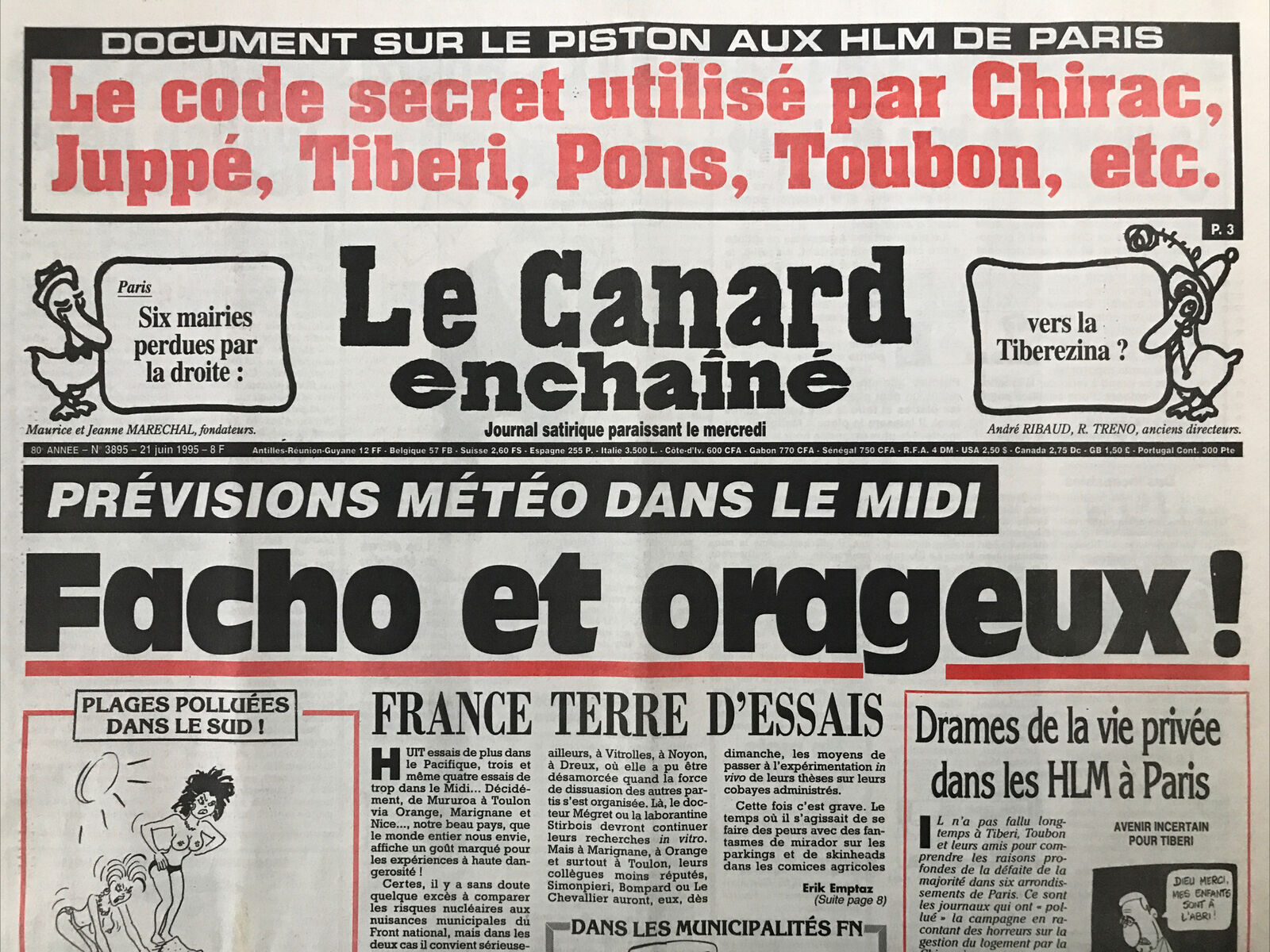 Couac ! | Acheter un Canard | Vente d'Anciens Journaux du Canard Enchaîné. Des Journaux Satiriques de Collection, Historiques & Authentiques de 1916 à 2004 ! | 3895