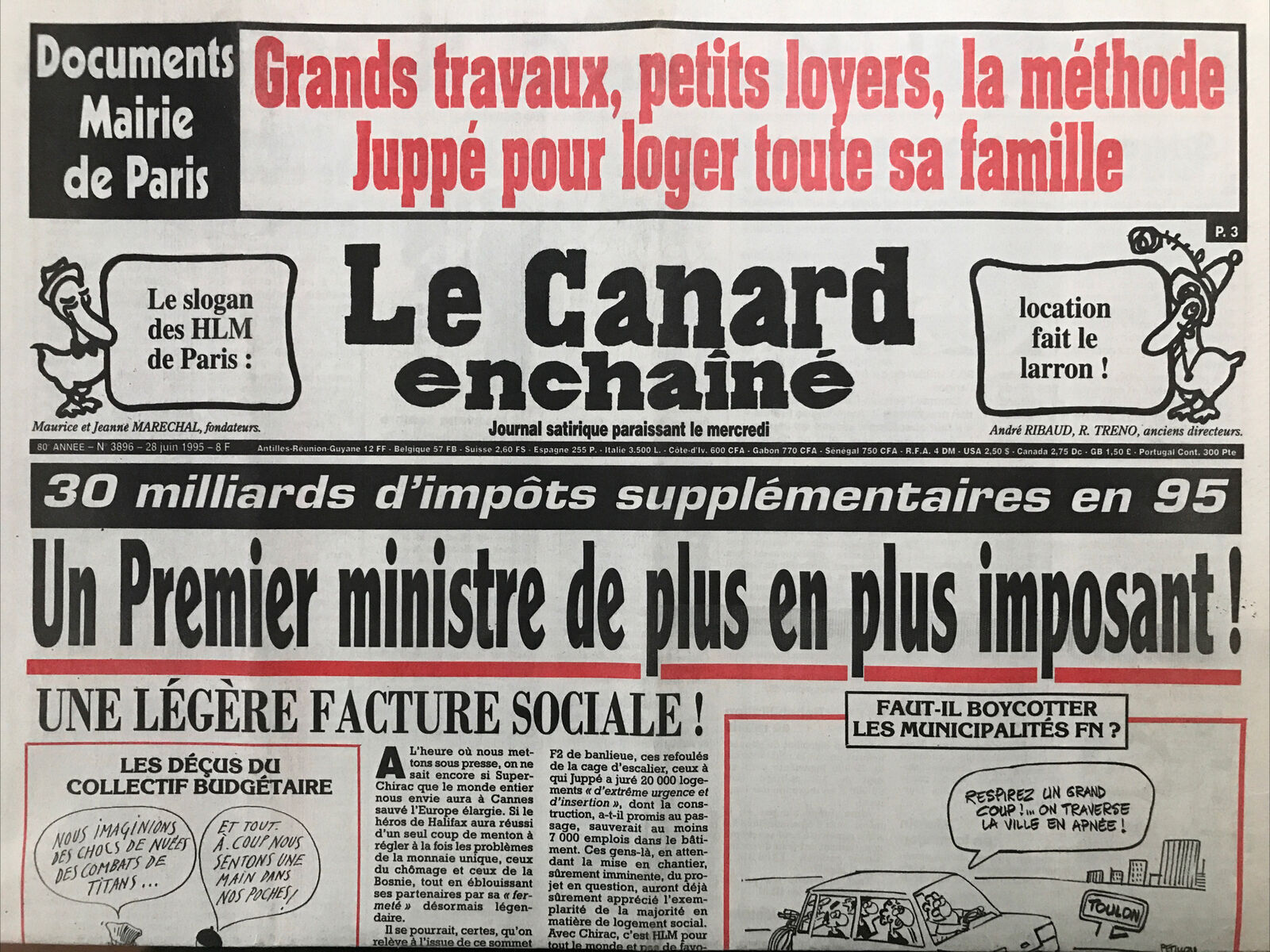 Couac ! | Acheter un Canard | Vente d'Anciens Journaux du Canard Enchaîné. Des Journaux Satiriques de Collection, Historiques & Authentiques de 1916 à 2004 ! | 3896