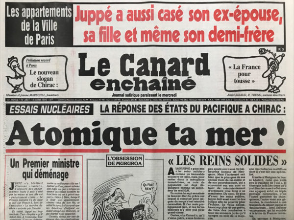 Couac ! | N° 3897 du Canard Enchaîné - 5 Juillet 1995 | Nos Exemplaires du Canard Enchaîné sont archivés dans de bonnes conditions de conservation (obscurité, hygrométrie maitrisée et faible température), ce qui s'avère indispensable pour des journaux anciens. | 3897