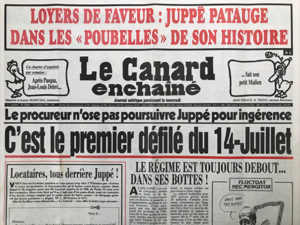 Couac ! | N° 3898 du Canard Enchaîné - 12 Juillet 1995 | Nos Exemplaires du Canard Enchaîné sont archivés dans de bonnes conditions de conservation (obscurité, hygrométrie maitrisée et faible température), ce qui s'avère indispensable pour des journaux anciens. | 3898