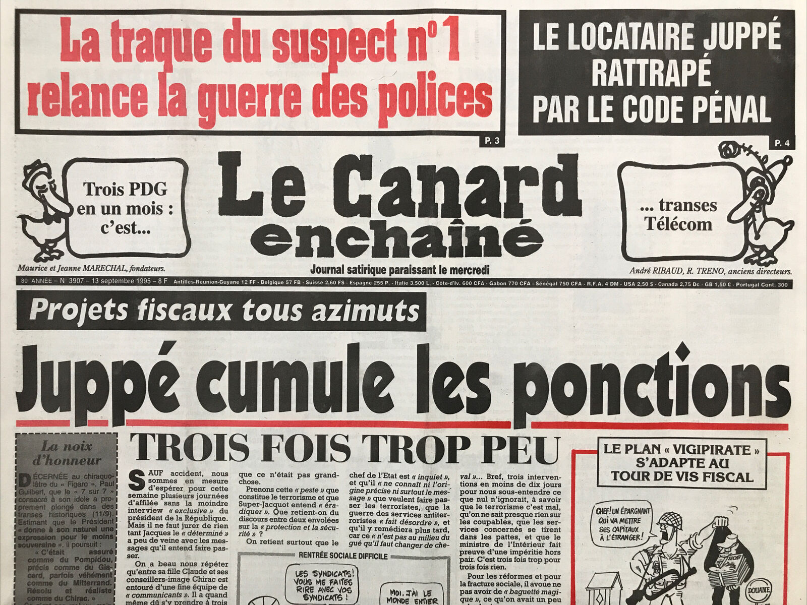 Couac ! | Acheter un Canard | Vente d'Anciens Journaux du Canard Enchaîné. Des Journaux Satiriques de Collection, Historiques & Authentiques de 1916 à 2004 ! | 3907