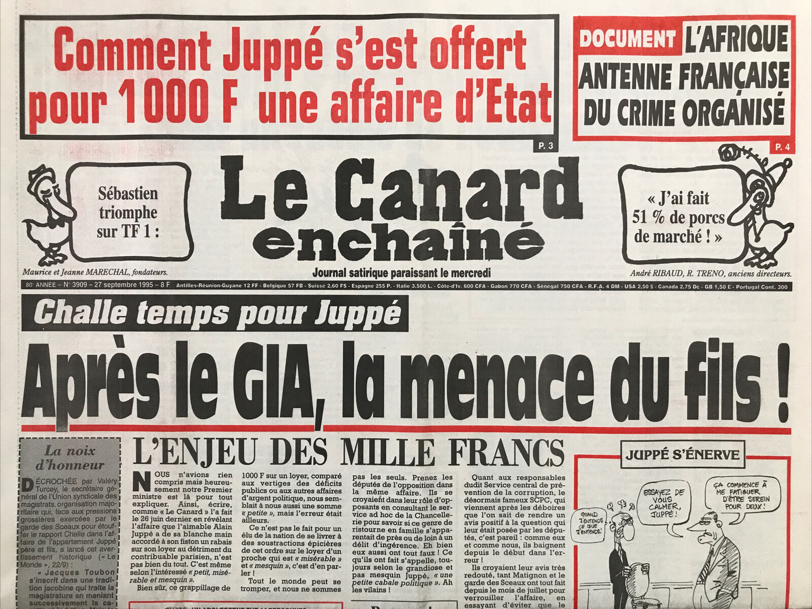 Couac ! | Acheter un Canard | Vente d'Anciens Journaux du Canard Enchaîné. Des Journaux Satiriques de Collection, Historiques & Authentiques de 1916 à 2004 ! | 3909