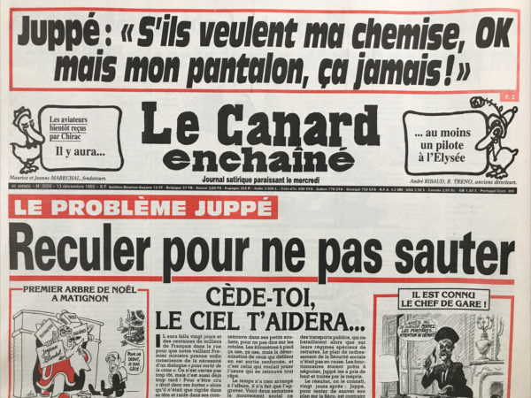 Couac ! | N° 3920 du Canard Enchaîné - 13 Décembre 1995 | Nos Exemplaires du Canard Enchaîné sont archivés dans de bonnes conditions de conservation (obscurité, hygrométrie maitrisée et faible température), ce qui s'avère indispensable pour des journaux anciens. | 3920